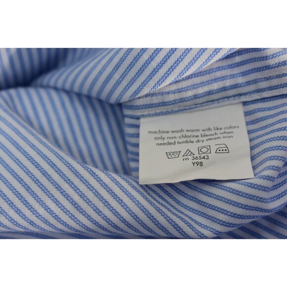 MICHAEL KORS Men’s Pen Striped Dress Shirt Size L 16 34/35 Blue Button Up LS - Picture 8 of 12